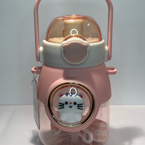 Cute Pink Water Bottle with Cat Design - Picture 5 of 13